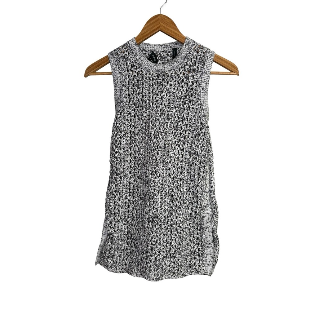 Theory Womens Sleeveless Sweater P Gray Open Chunky Knit Tunic Crewneck
